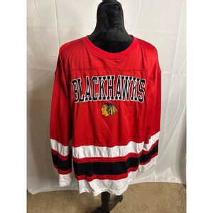 NHL Chicago Blackhawks Hockey Jersey Long Sleeve Shirt XL Red Black White‎
